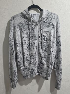 Athleta Floral Full Zip Hooded Jacket With Thumbholes